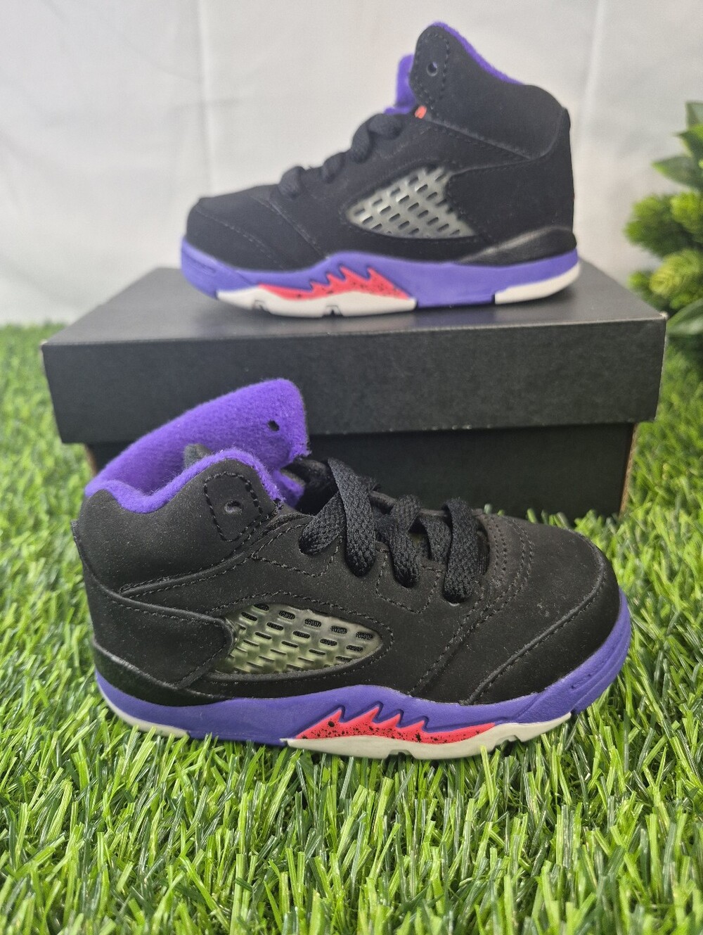 Nike Air Jordan 5 Retro GT Raptors Toddler Size 5C Black Purple 725172-017